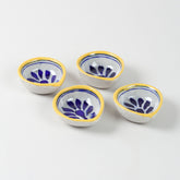Indigo & Yellow Blue Pottery Diya Set of 4